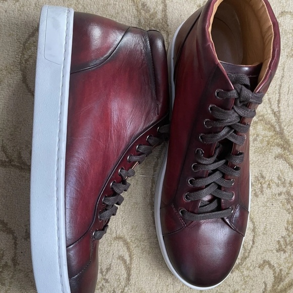 Magnanni Dark Red Leather Sneakers - Picture 1 of 3